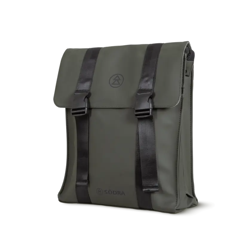 grön södraryggsäck med präglad logga