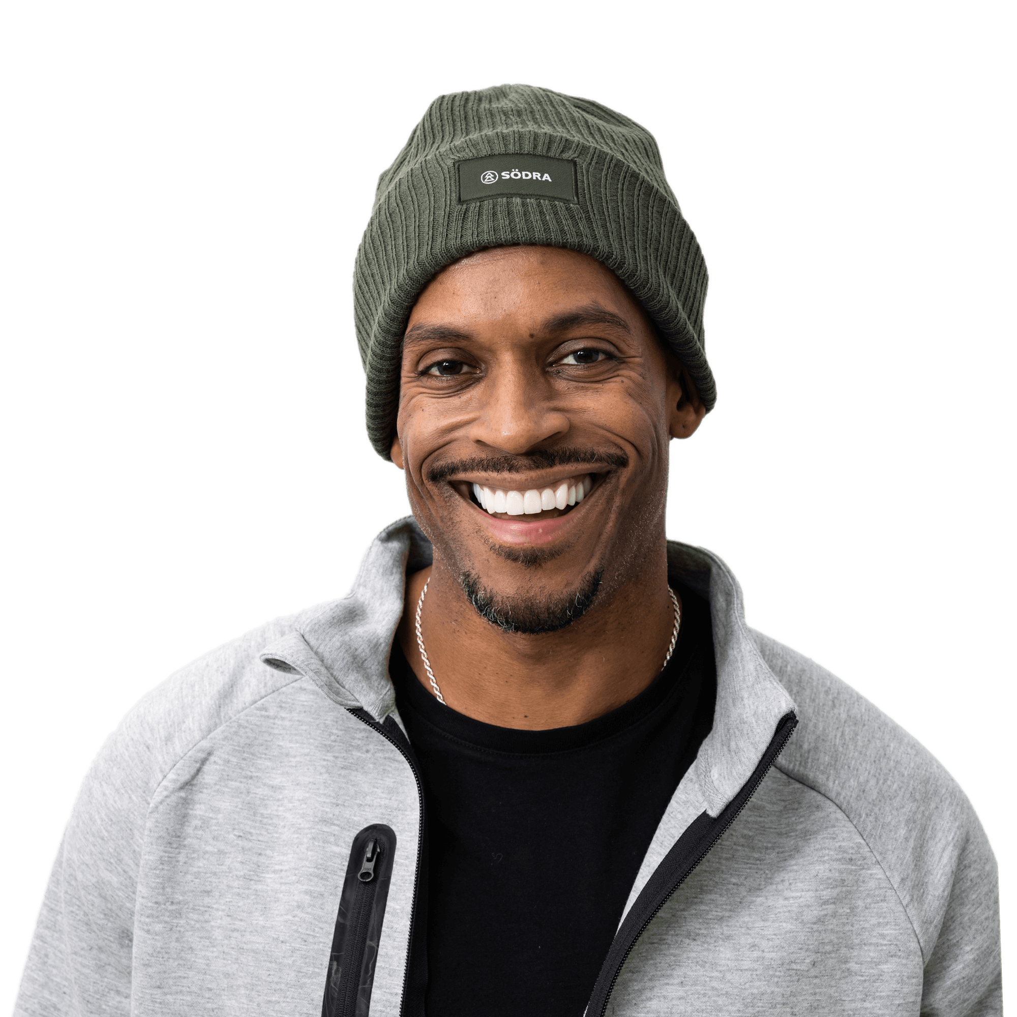 stickad mössa med södra logga på manlig modell